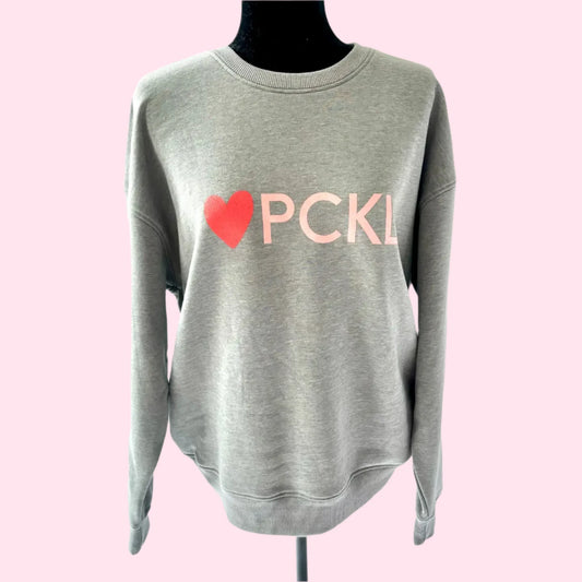 Oversized Fleece Heart Pckl Crewneck Sweatshirt